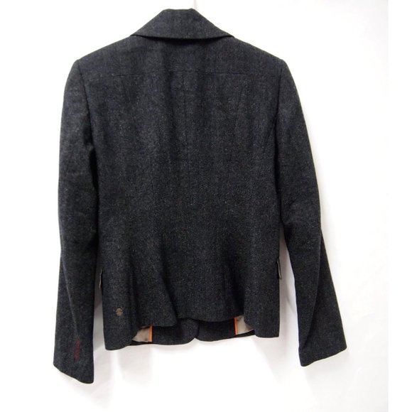 Hugo Boss Orange Womens Blazer Jacket 4 Grey Wool Stretch 2 Button Career Work - Picture 2 of 5